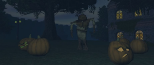 Scarecrow and Jack O'Lanterns in North Qeynos